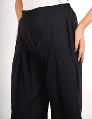 Black Plazo Trouser With Pocket - AT-003-BL