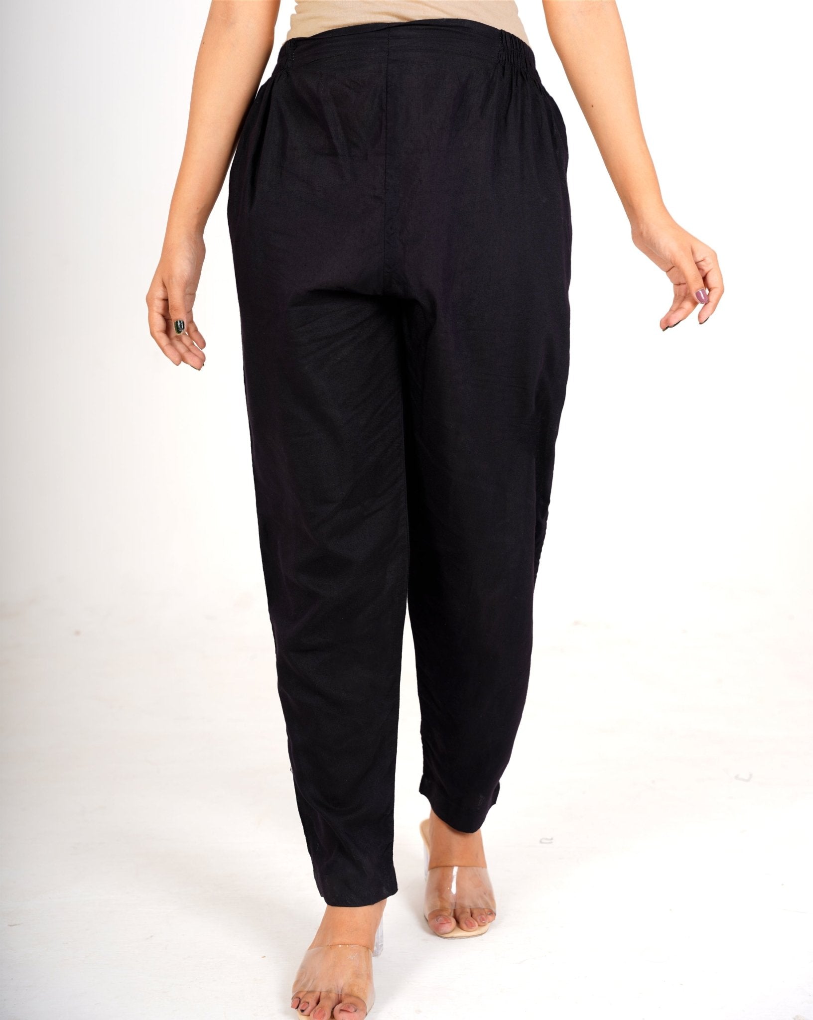 Black Regular Cotton Trouser With Pocket - AT-006-BL