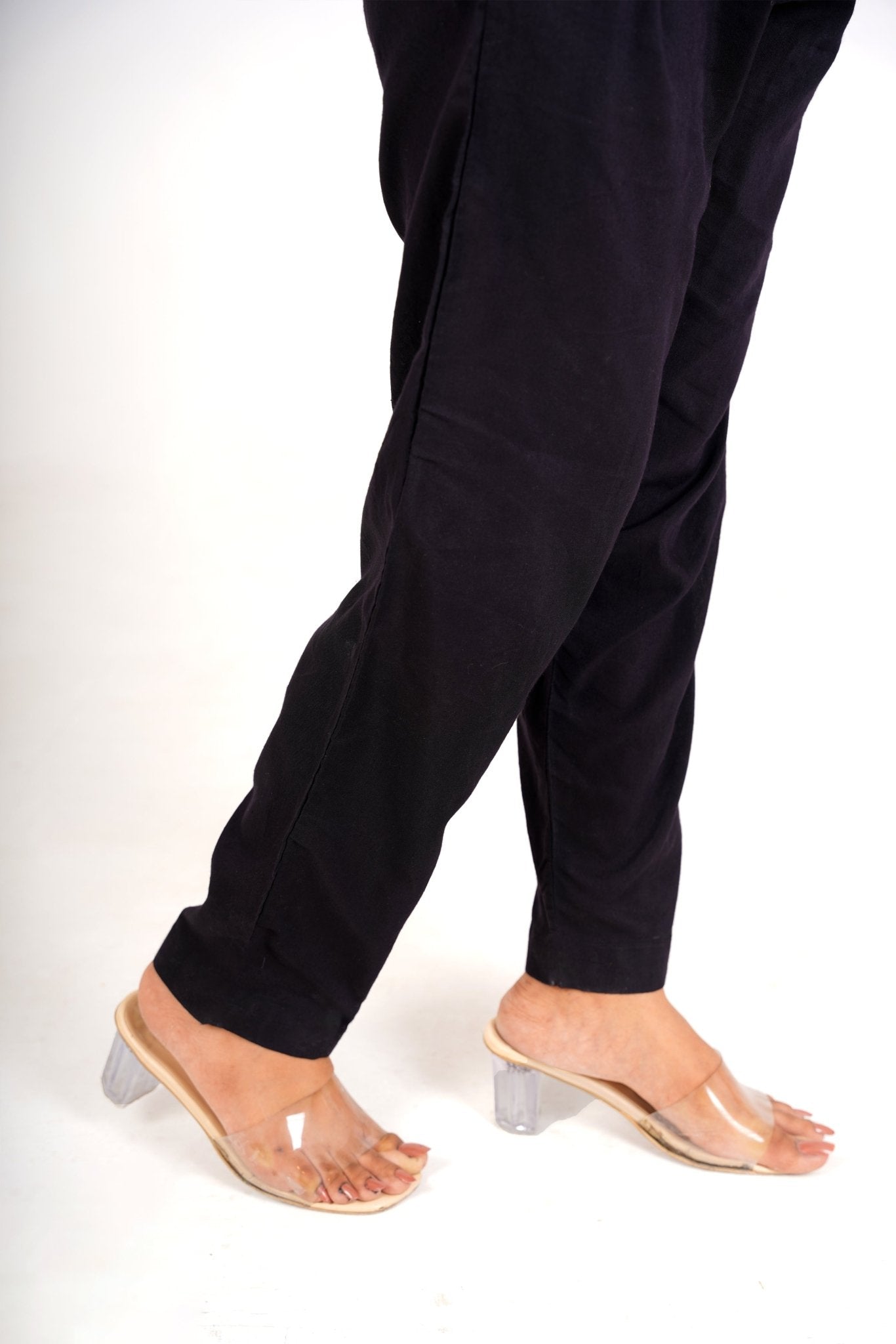 Black Regular Cotton Trouser With Pocket - AT-006-BL