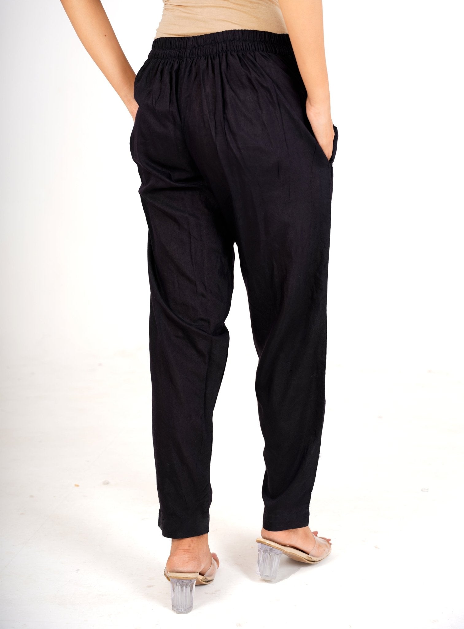 Black Regular Cotton Trouser With Pocket - AT-006-BL