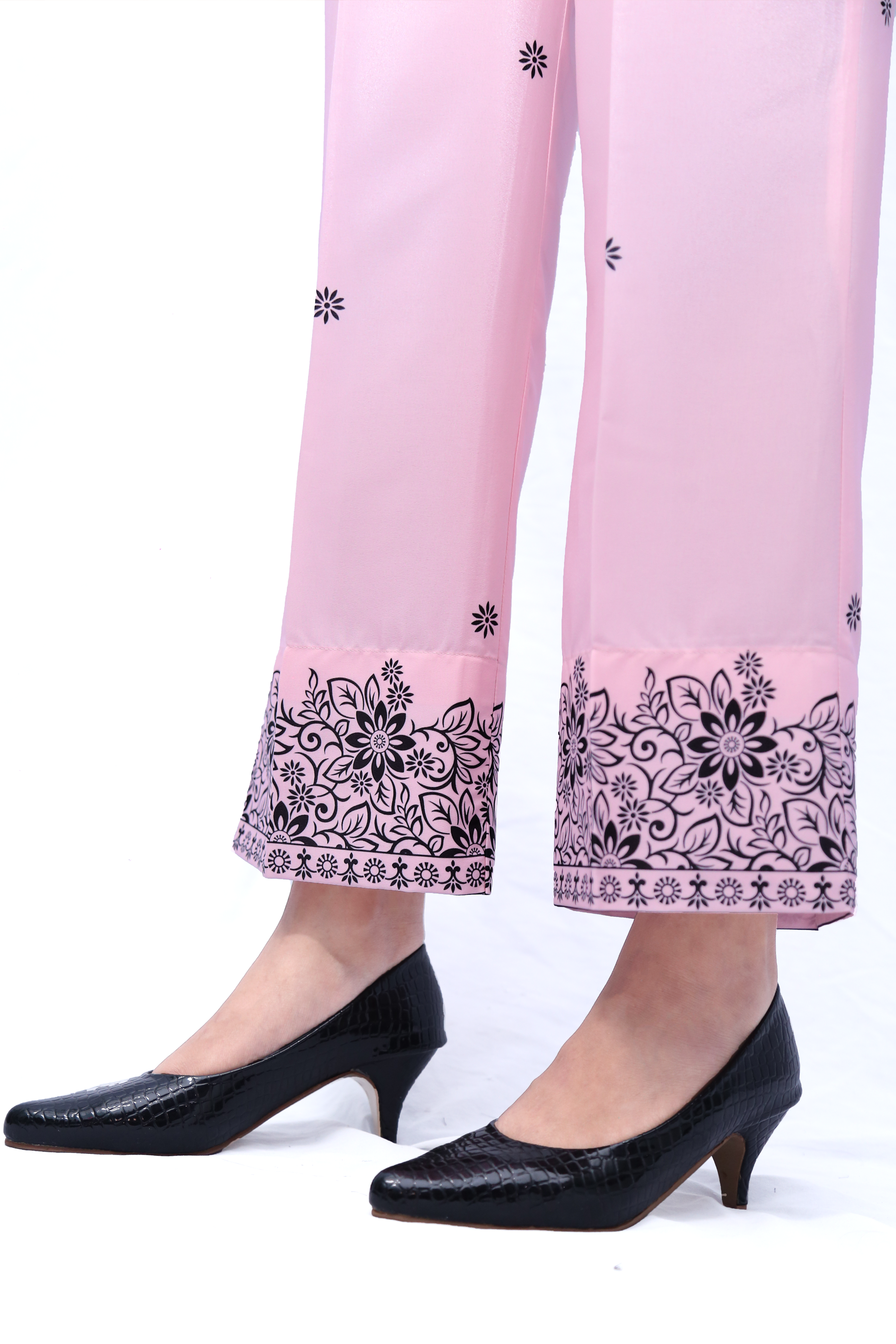 Women's Printed Baby Pink Pant With Pockets - AT-012-PN