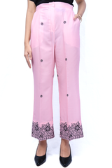 Women's Printed Baby Pink Pant With Pockets - AT-012-PN