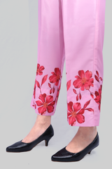 Women's Printed Pink Pant With Pockets - AT-014-PN