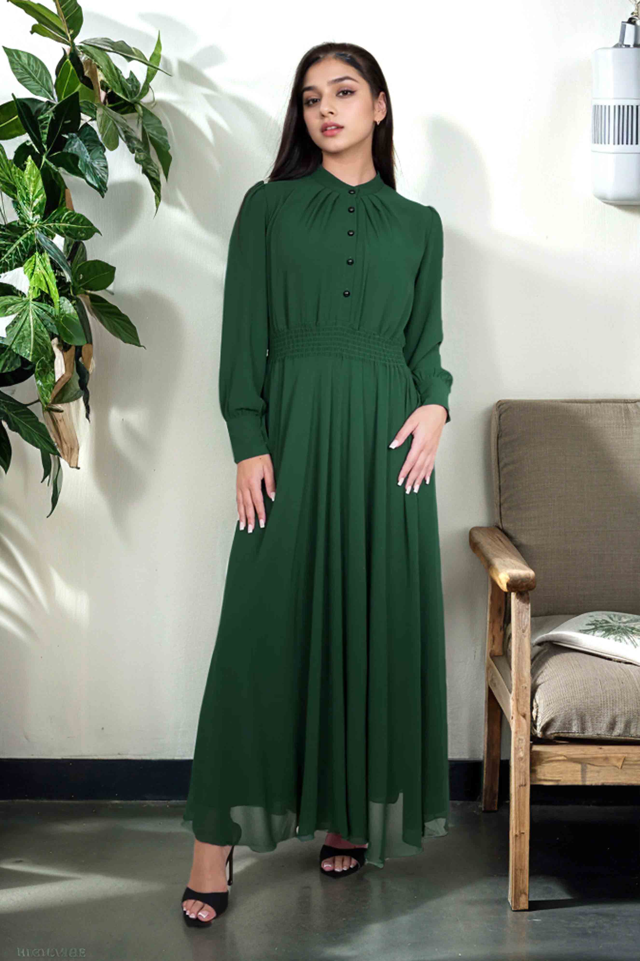 Green Chiffon Frock Western Style Frock Design 2025 for Women Athenapparels Green Chiffon Frock Western Style Frock Design 2025 for Women Athenapparels