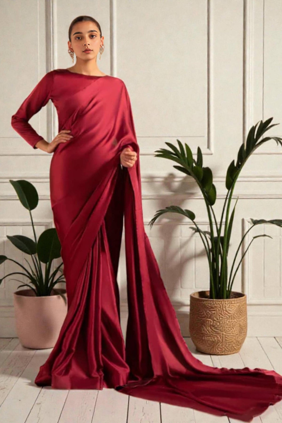 Areti: Maroon Premium Silk Saree - 495