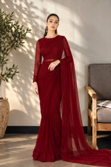 Lexi: Maroon Premium Chiffon Saree - 550