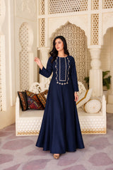 Bernice: Navy Blue Color Dress With Hand Embellishment - 545