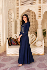 Bernice: Navy Blue Color Dress With Hand Embellishment - 545