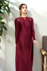 Orla: Maroon Plated Maxi With Hand Embellishment - 452