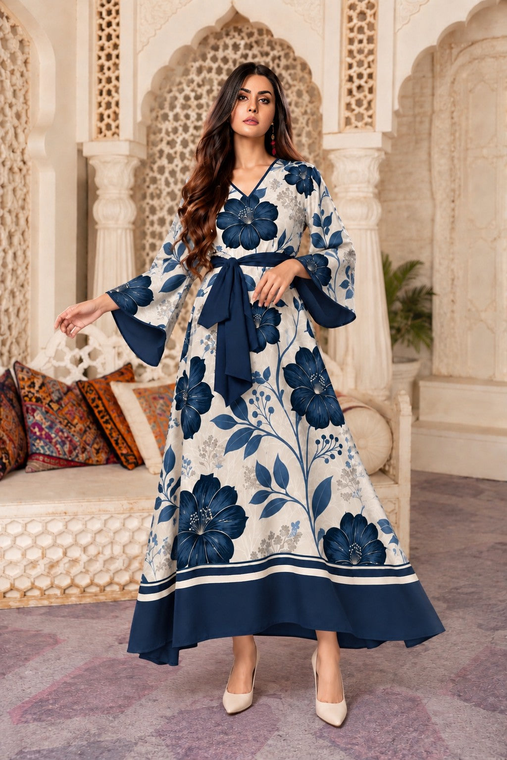 Lexy: Printed Floral Maxi Dress - 540