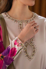 Sofira: Long Printed Dress With Hand Work - 497