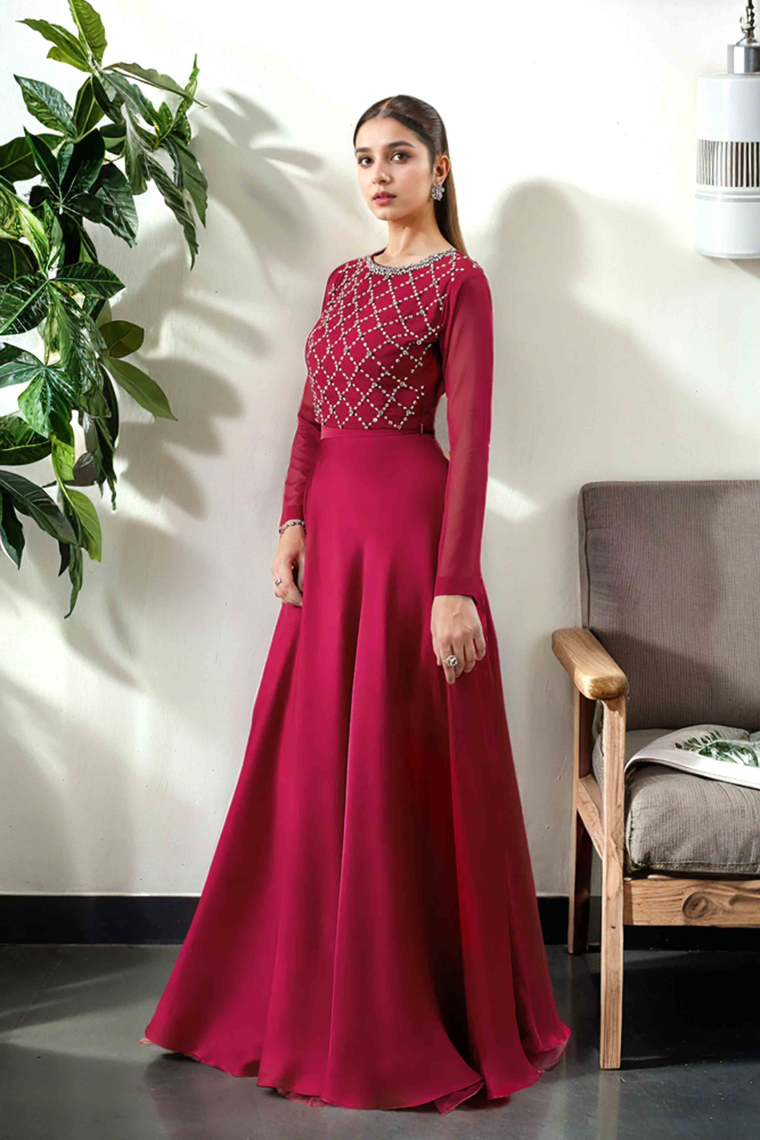 red chiffon dress pakistani Buy Bandhej Printed Chiffon Pakistani Suit in Red Online : KNH107