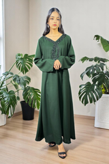 Voula: Green Color Dress With Crystal Hand Embellishment - 478