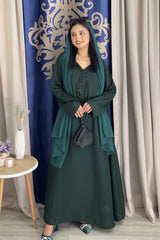 Voula: Green Color Dress With Crystal Hand Embellishment - 478